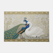 Peacock & Swan Art Nuovo Winter FR / Gouden Bloeme Deurmat (Voorkant)