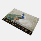 Peacock & Swan Art Nuovo Winter / Gouden Bloemen Deurmat (Schuin)