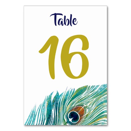Peacock Table Number card Kaart (Achterkant)