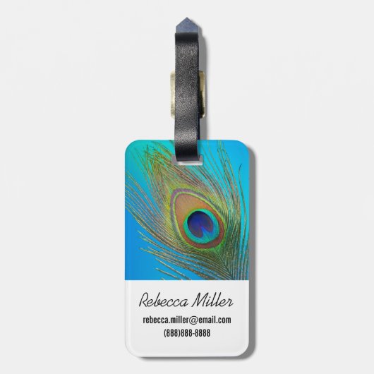 Peacock Tail Feather Bagagelabel (Achterkant verticaal)