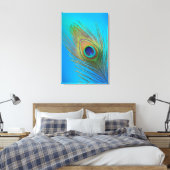 Peacock Tail Feather Canvas Afdruk (Insitu (Slaapkamer))