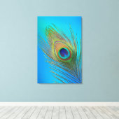 Peacock Tail Feather Canvas Afdruk (Insitu (Houten vloer))