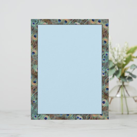 Peacock Tail Feathers Design 8.5 x 11 Briefpapier (Staand voorkant)