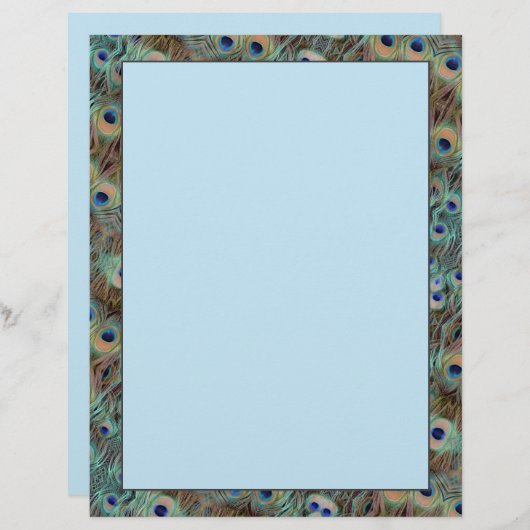 Peacock Tail Feathers Design 8.5 x 11 Briefpapier (Voorkant / Achterkant)