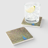 Peacock Tail Feathers Stenen Onderzetter (Zijkant)