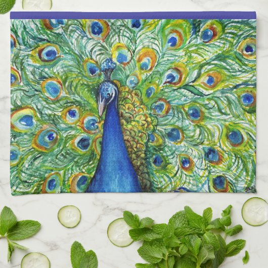 Peacock Tea Towel,  als handdoek met handdoek (Gevouwen)