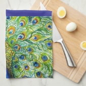 Peacock Tea Towel,  als handdoek met handdoek (Quarter Fold)