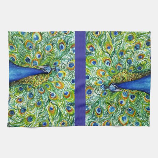 Peacock Tea Towel,  als handdoek met handdoek (Horizontaal)