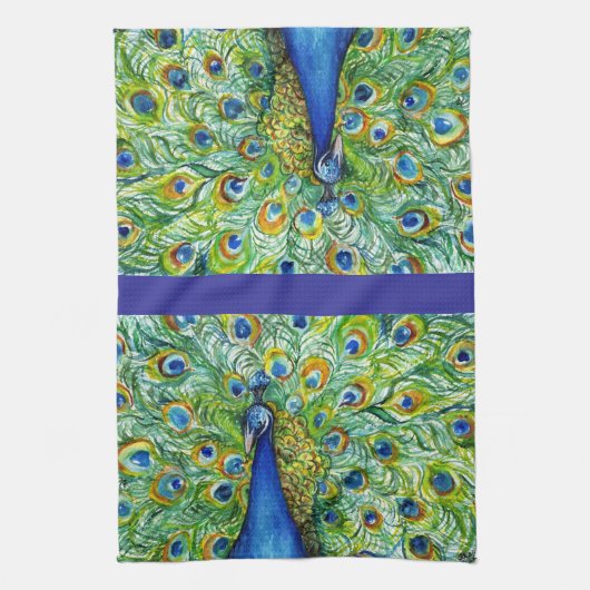 Peacock Tea Towel, als handdoek met handdoek (Verticaal)