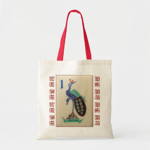 Peacock-tegel met 麻 雀 麻 将 tote bag