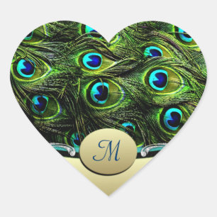 Peacock Thema Bruiloft Envelop Afdichtingen Hart Sticker
