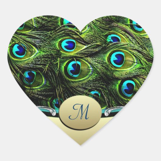 Peacock Thema Bruiloft Envelop Afdichtingen Hart Sticker (Voorkant)