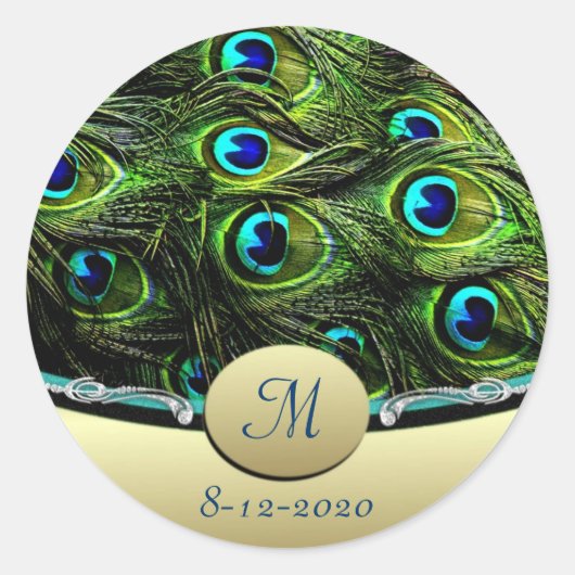 Peacock Thema Bruiloft Envelop Afdichtingen Ronde Sticker (Voorkant)