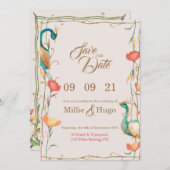 Peacock Thema Bruiloft uitnodiging (Voorkant / Achterkant)