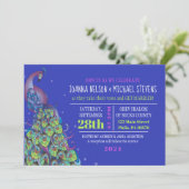 Peacock Thema Bruiloft Uitnodiging Party Nodig Bla (Staand voorkant)