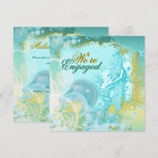 Peacock thema elegant verloving kaart (Voorkant / Achterkant)