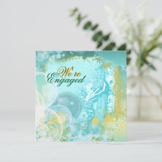 Peacock thema elegant verloving kaart (Staand voorkant)