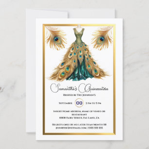 Peacock thema Quinceañera baljurk goudgroen Kaart