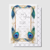Peacock thema rand veren elegante overlay vellum uitnodigingen (Offset (Uitnodiging))
