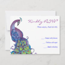  PEACOCK-thema Weddenschap RSVP-antwoordkaart