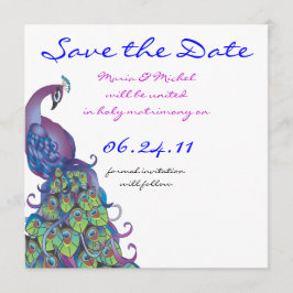 Peacock Theme Weddenschap Opslaan Datum Save The Date