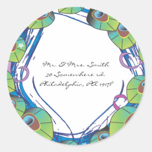 Peacock Theme Wedding Invitation Reply sticker