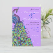 Peacock Theme Wedding Uitnodiging tot Paars (Staand voorkant)