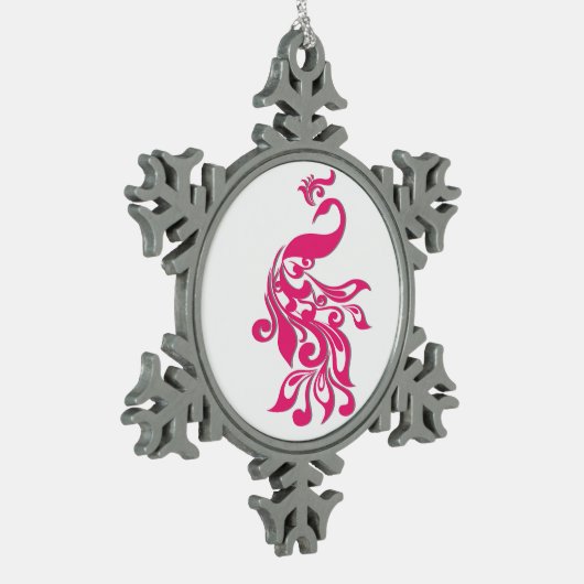Peacock Tin Sneeuwvlok Ornament (Links)