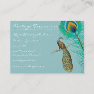 Peacock Tree Leaf Grunge Swirl Design Visitekaartje
