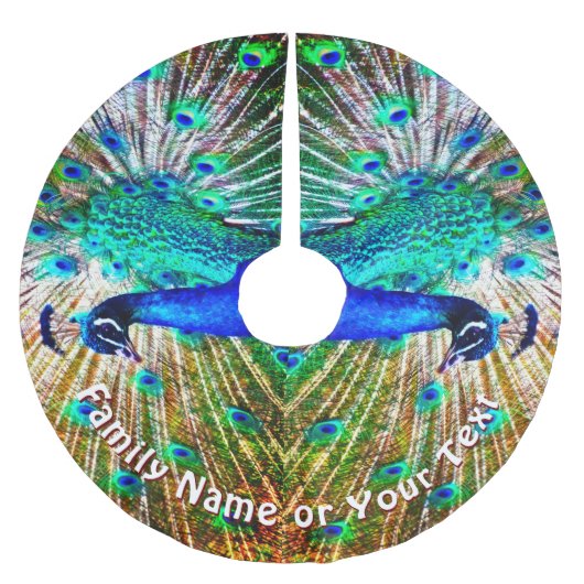 Peacock Tree Skirt, gepersonaliseerd of verwijderd Kerstboom Rok (Voorkant)