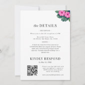 Peacock Tropical Floral QR-code Alles in één bruil Kaart (Achterkant)