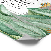 Peacock Tropical Greenery Wedding Seating Chart Poster (Hoek)