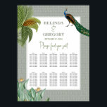 Peacock Tropical Greenery Wedding Seating Chart Poster<br><div class="desc">Een  vredeskolibrie met een tropische groen en een demaspatroon achtergrond. Dit ontwerp is ideaal voor alle seizoenen. Een elegant ontwerp van de waterverf in een hedendaags thema. Een klassiek bruiloft-welkomstkaartontwerp met glorieuze pauwelenveren en moderne elementen. Er zijn ook huwelijksuitnodigingen en andere kantoorbenodigdheden beschikbaar.</div>