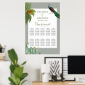 Peacock Tropical Greenery Wedding Seating Chart Poster (Thuiskantoor)
