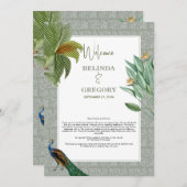 Peacock - tropische bruiloft rondreis programmakaart (Voorkant / Achterkant)