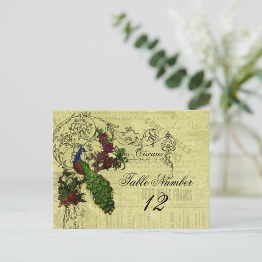  Peacock Trouwtafel Nummer Briefkaart (Staand voorkant)