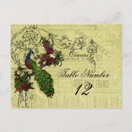 Peacock Trouwtafel Nummer Briefkaart