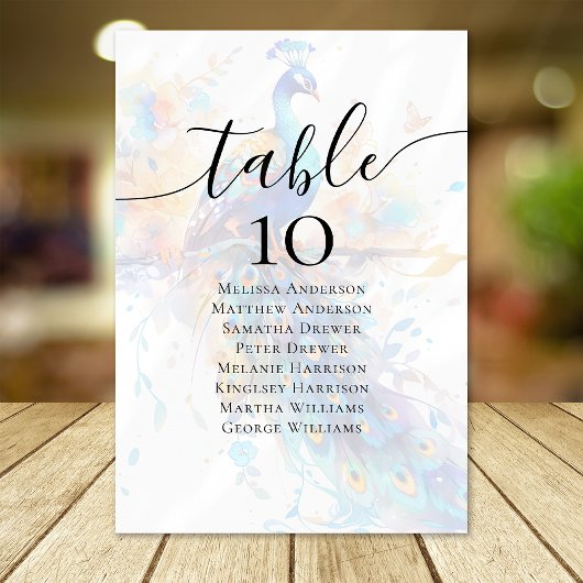 Peacock Trouwtafel Zitting Grafiek Kaart