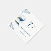 Peacock Tuin in Blauw en Wit Bruiloft Servet (Hoek)