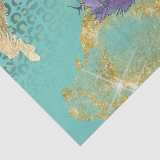  Peacock Turquoise Gold Leopard-ontkoppeling Tissuepapier (Detail)