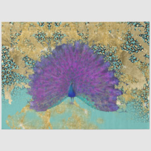 Peacock Turquoise Gold Leopard-ontkoppeling Tissuepapier