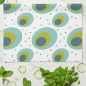 Peacock Turquoise Green Blue Oval Pattern Mid Mod Theedoek (Gevouwen)