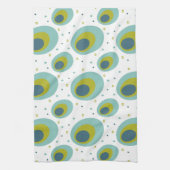 Peacock Turquoise Green Blue Oval Pattern Mid Mod Theedoek (Verticaal)