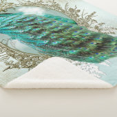 Peacock turquoise shabby chic Sherpa Blanket Deken (3/4)