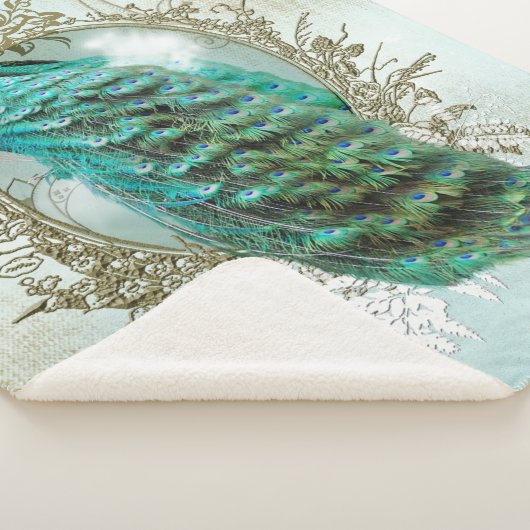Peacock turquoise shabby chic Sherpa Blanket Deken (3/4)
