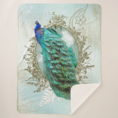 Peacock turquoise shabby chic Sherpa Blanket Sherpa Deken (Voorkant)