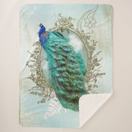 Peacock turquoise shabby chic Sherpa Blanket Sherpa Deken