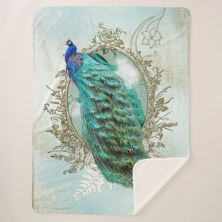 Peacock turquoise shabby chic Sherpa Blanket Sherpa Deken