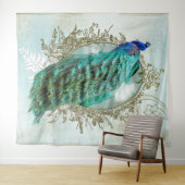 Peacock turquoise  shabbyvogel wandkleed (In Situ (horizontaal))