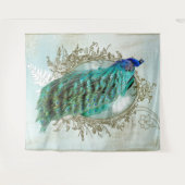 Peacock turquoise  shabbyvogel wandkleed (Voorkant (horizontaal))